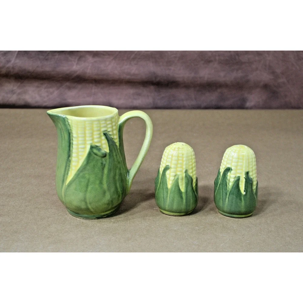 Vintage Shawnee Pottery Corn King Creamer, Salt and Pepper Funky Retro Nostalgic